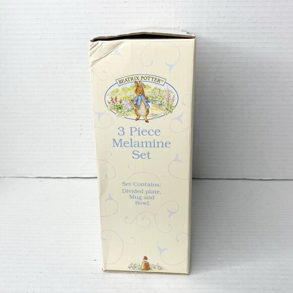 Vtg 1997 Beatrix Potter Peter Rabbit and Friends 3 Piece Children's Melamine Set - Picture 8 of 9